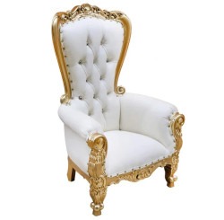 White and Gold Kids Throne Chair